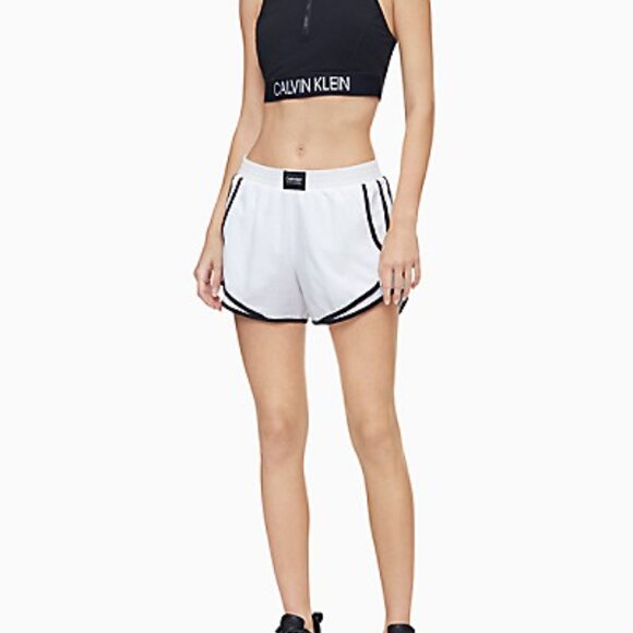 NWT Calvin Klein Women’s XL Performance Logo Patch Piped Mesh Shorts - Picture 2 of 5